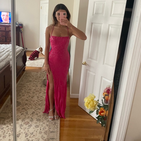 Rowena Sequin Mermaid Prom Dress in Fuchsia - Picture 6 of 11